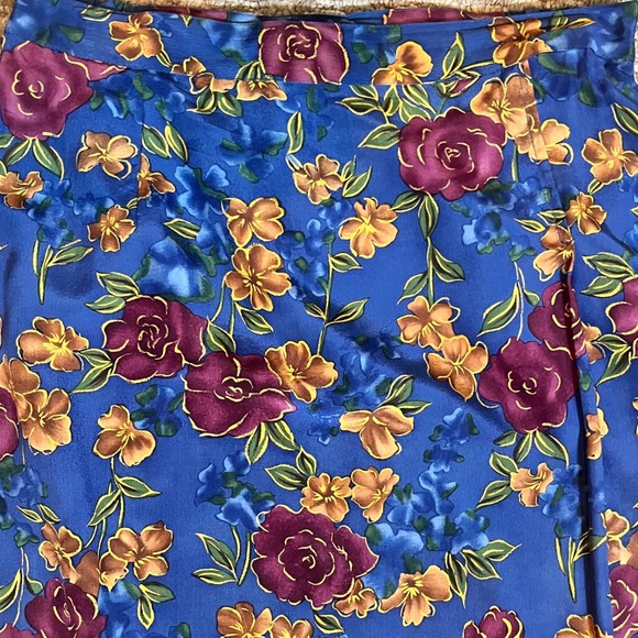 Jennifer Moore Womens Blue Floral Print Silk Maxi Skirt Size 10 Pristine Casual - Picture 2 of 7